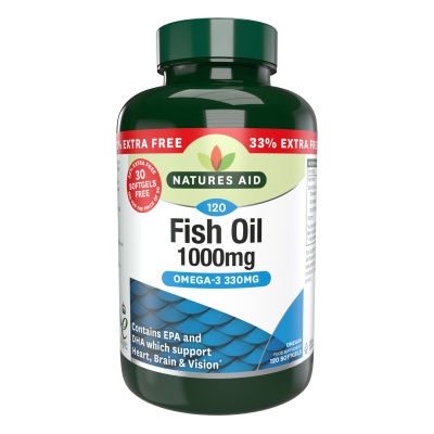 Natures Aid Fish Oil 1000mg 120 Softgels (90+30 Free)