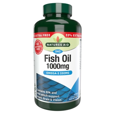 Natures Aid Fish Oil 1000mg 240 Softgels (180+60 Free)